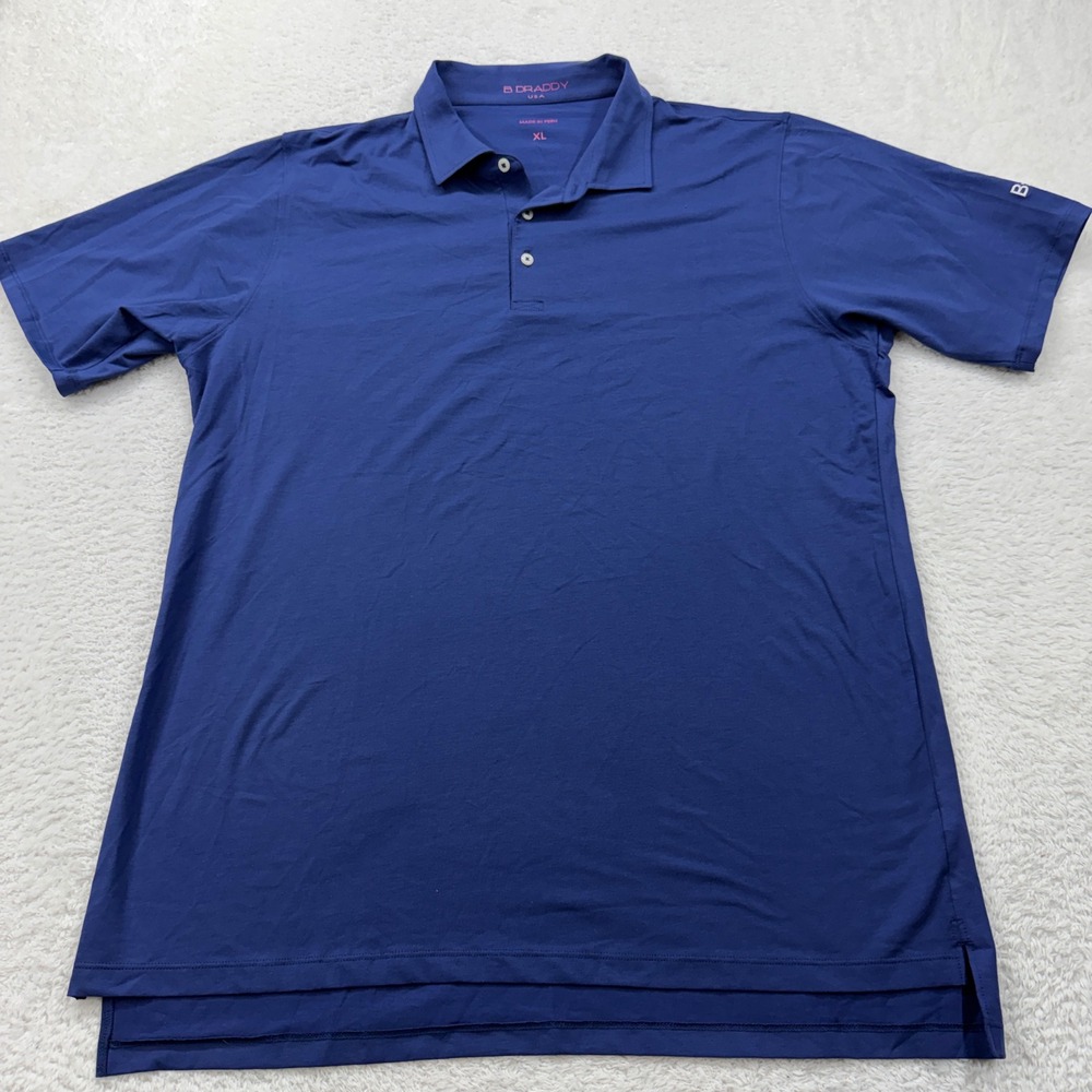 B. Draddy USA‎ XL Blue Polo Shirt Pima Cotton Golf BCP Logo Made in Peru